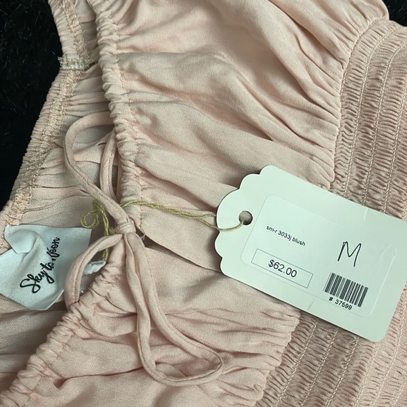 NWT Sky to Moon Smocked Tiered Ruffle Romper in blush color - Picture 2 of 4